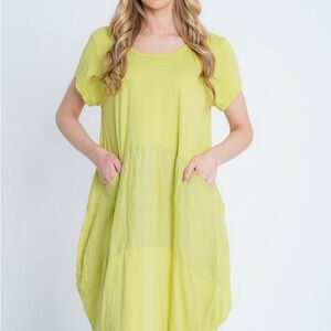 Liabella organic Light Green Women's linen cottonTunic Top/dress Made in Italy